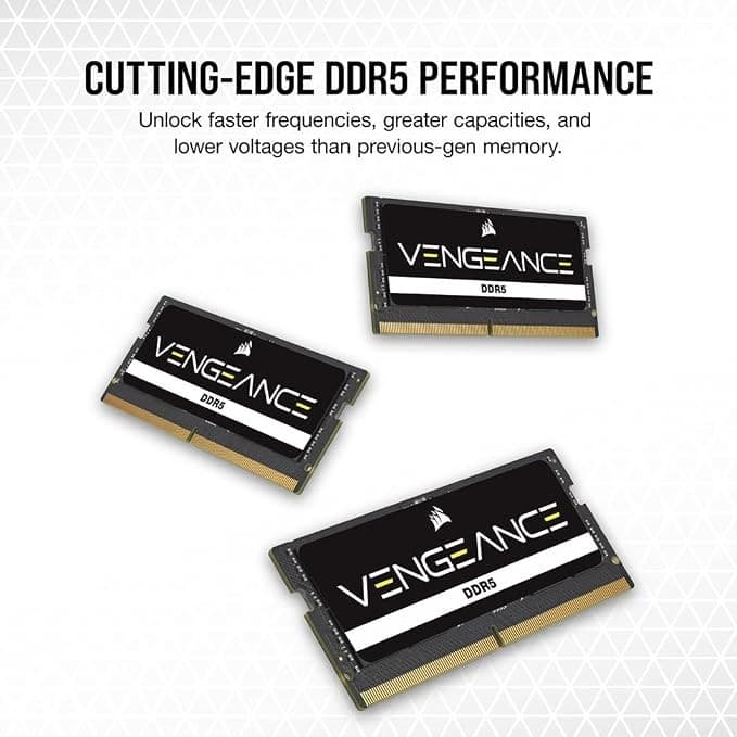 Corsair Vengeance DDR5 SODIMM 32GB Laptop Memory 4800MHz CL40 - Black - Image 3