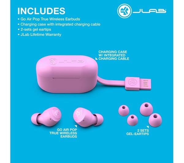 JLab GO Air POP True Wireless Earbuds - Pink - Image 7