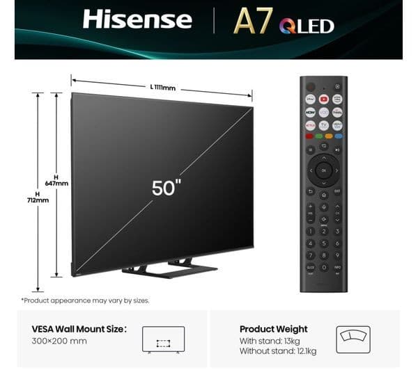 Hisense 50A7QTUK A7Q 50" 4K QLED Smart TV with Freely - Image 2