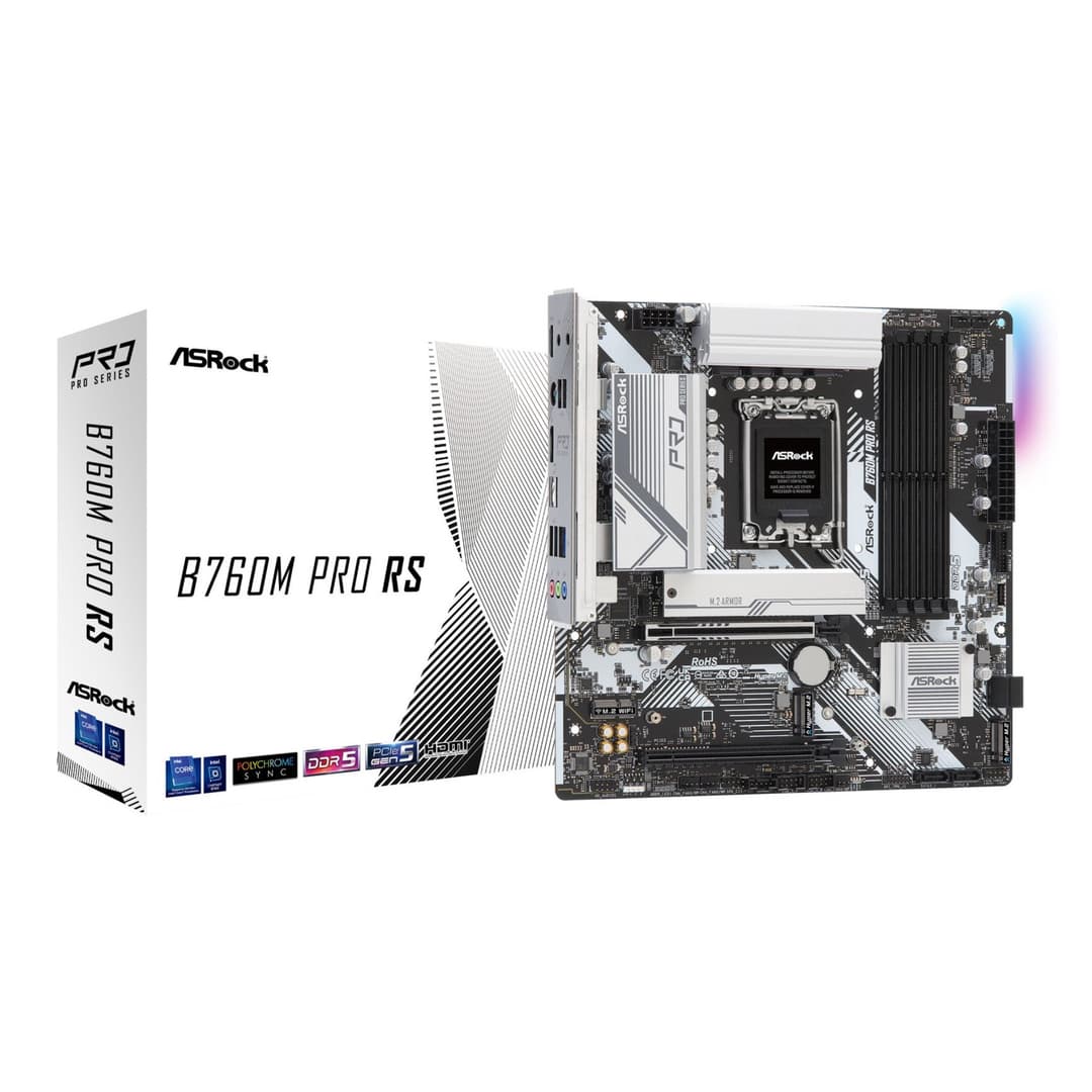 Asrock B760M PRO RS Intel B760 DDR5 Micro-ATX Socket LGA 1700 Motherboard - Image 1