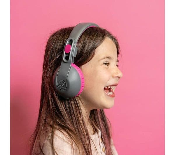 JLAB JBuddies Studio 2 Wireless Bluetooth Kids Headphones - Grey & Pink - Image 4