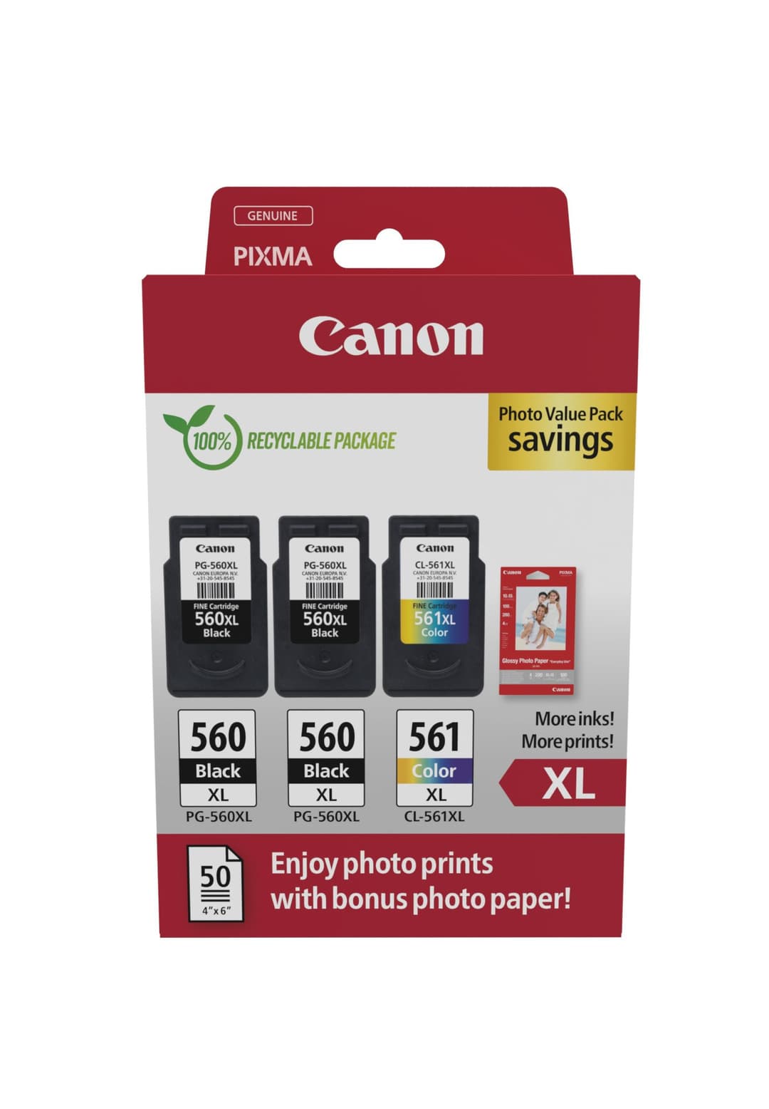 Canon 3712C012 ink cartridge 3 pc(s) Original High (XL) Yield Black, Cyan, Magenta, Yellow - Image 1