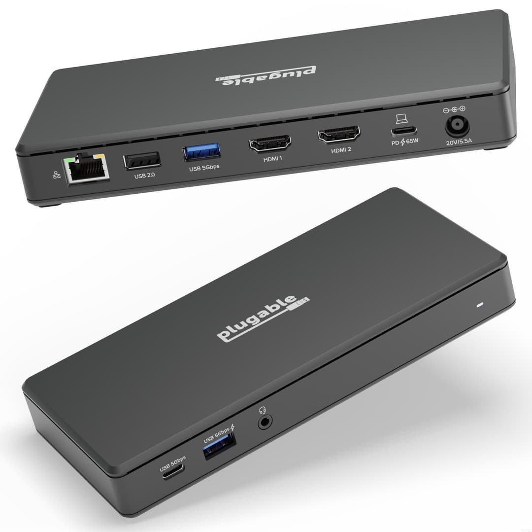 Plugable Technologies USB C Docking Station Dual Monitor 2 HDMI Ports, Power Delivery Dock, Dual 4K Monitor for Windows, ChromeOS, 1x USB-C, 3x USB, Ethernet, and Audio - Driverless (UD-MSTH2) - Image 1