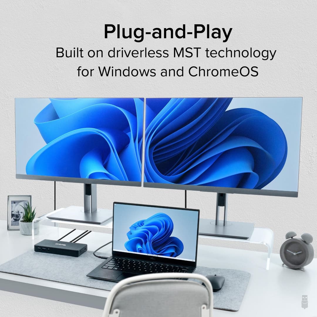 Plugable Technologies USB C Docking Station Dual Monitor 2 HDMI Ports, Power Delivery Dock, Dual 4K Monitor for Windows, ChromeOS, 1x USB-C, 3x USB, Ethernet, and Audio - Driverless (UD-MSTH2) - Image 4