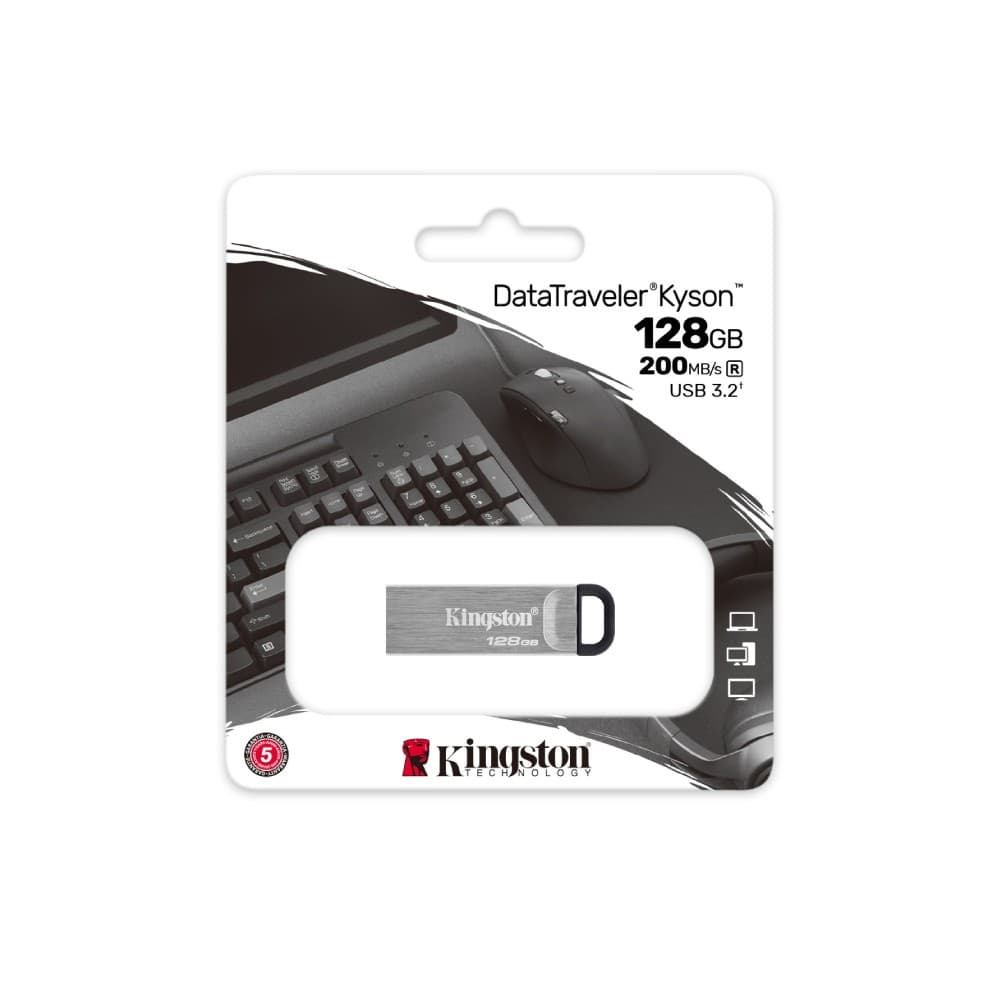 Kingston DataTraveler Kyson USB 3.2 Gen 1 Metal Flash Drive 128GB - Silver - Image 4