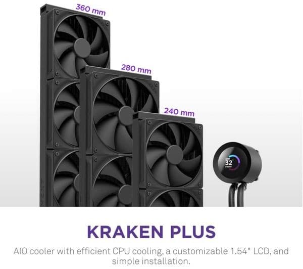 NZXT Kraken Plus 240 CPU Cooler Black - Image 5
