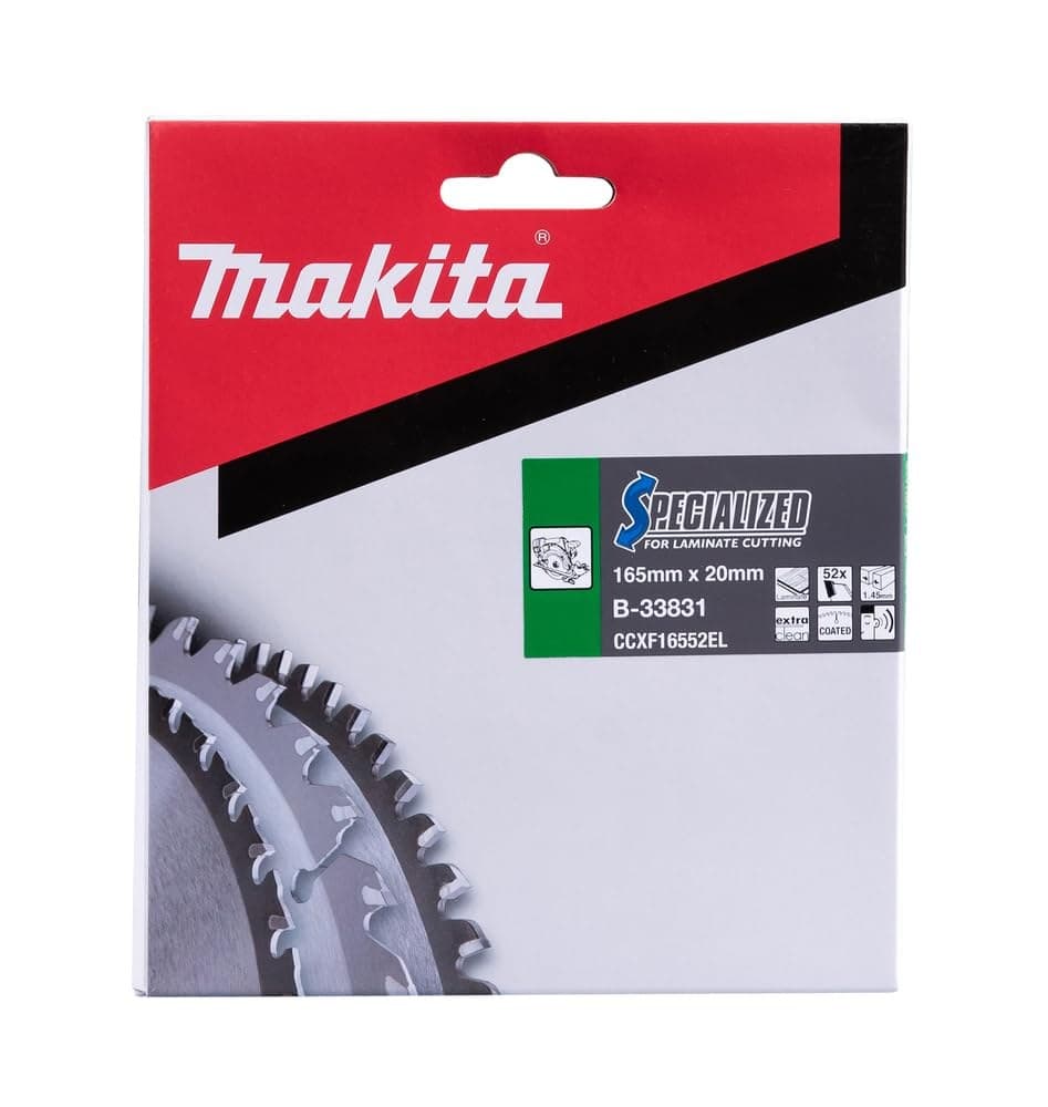 Makita B-33831 Specialised Blade for Laminate and Wood Cutting 165x20x52T - Silver, Black - Image 3