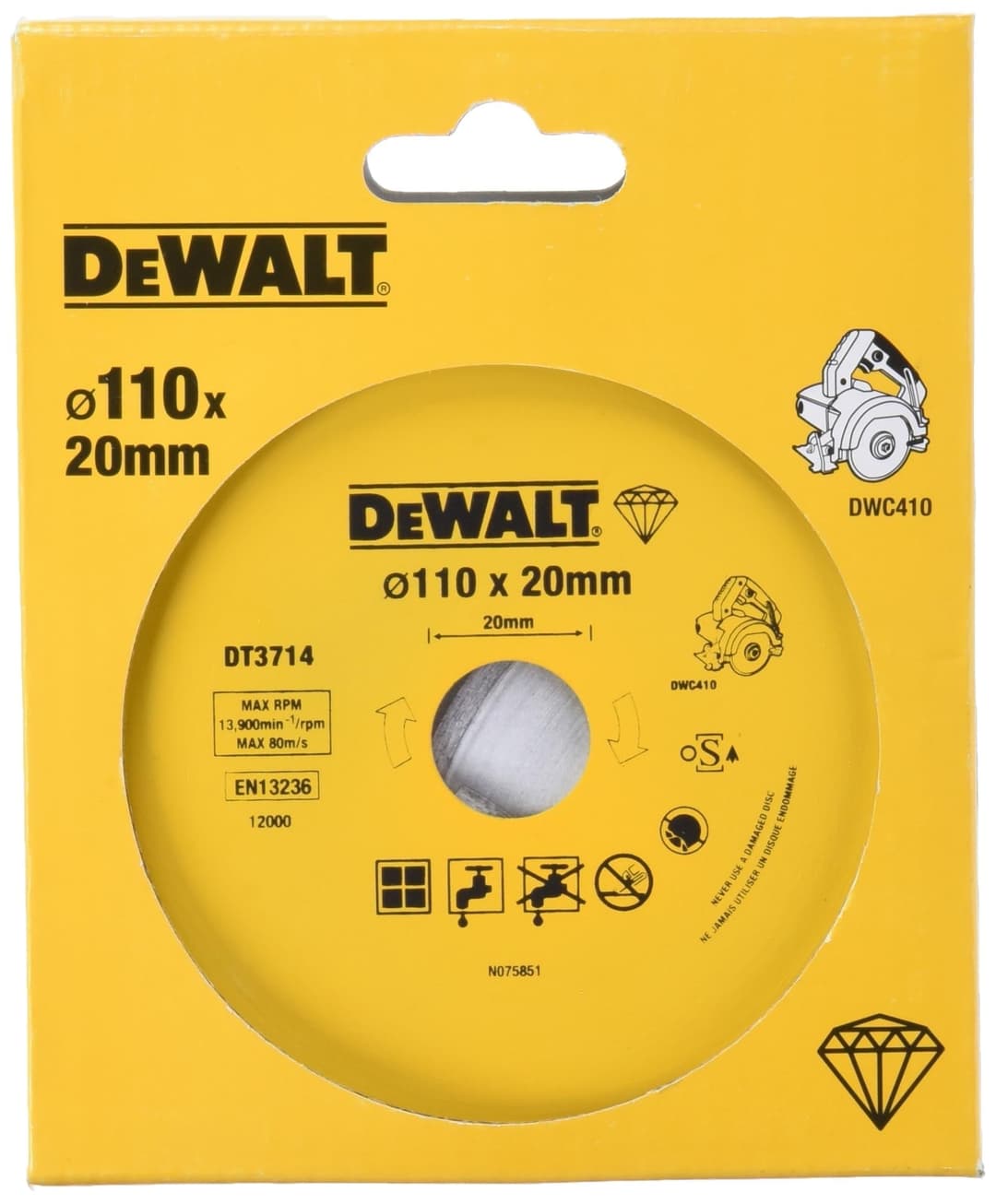 Dewalt DT3714QZ 110 x 20 mm Tile Blade - Yellow - Image 1