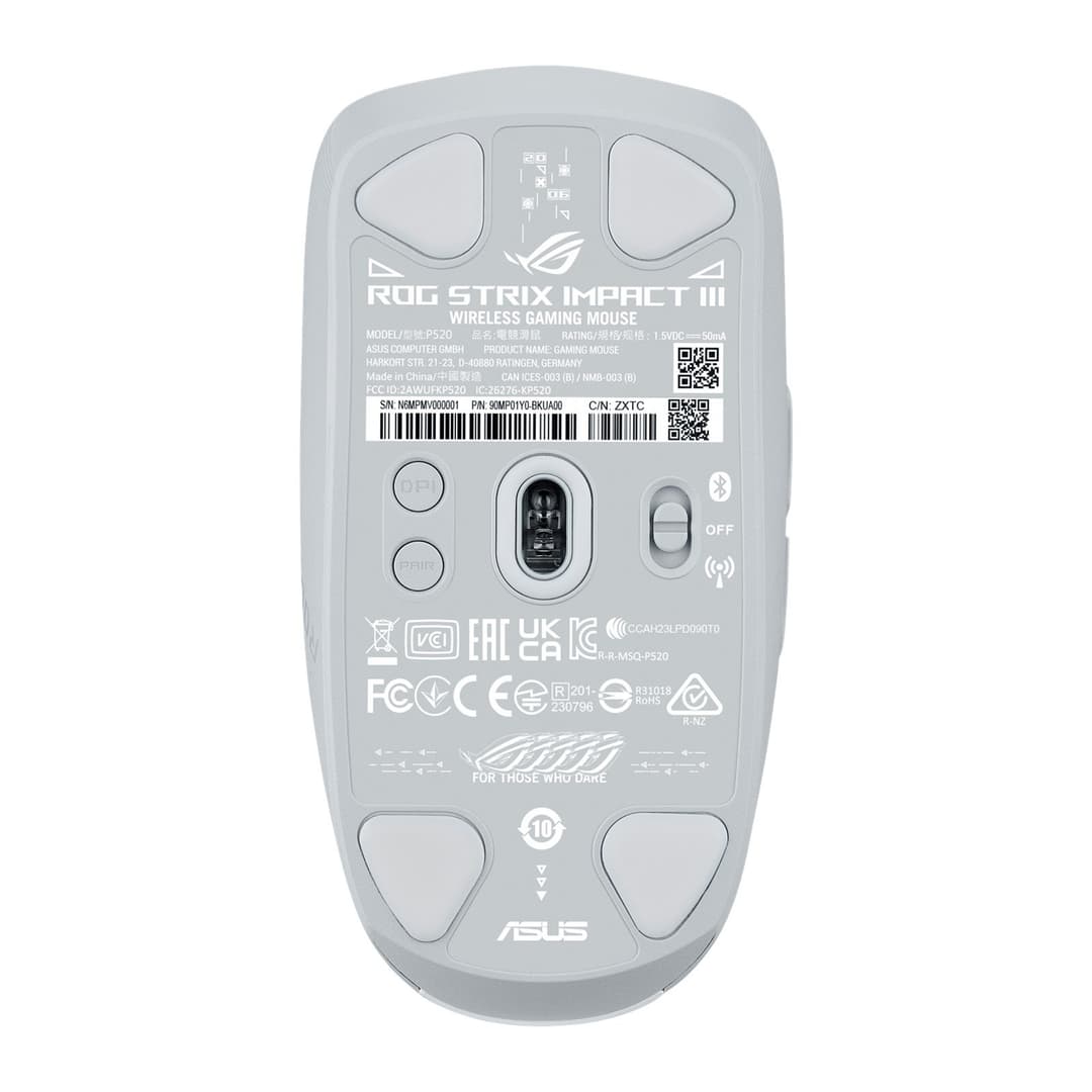 ASUS ROG Strix Impact III Wireless Gaming Mouse - Moonlight White - Image 7
