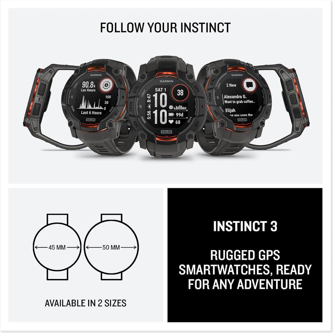 Garmin Instinct 3 Solar 50mm Smartwatch Black - Image 7