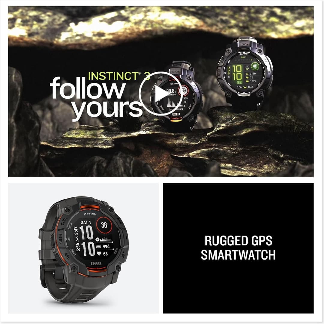 Garmin Instinct 3 Solar 50mm Smartwatch Black - Image 8