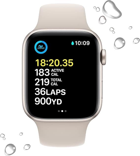 Apple Watch SE 2nd Gen Smartwatch 44mm Starlight Aluminium Starlight Sport Band S/M