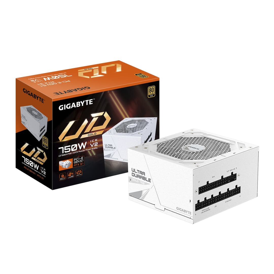 Gigabyte UD750GM PG5 ICE 750W ATX 3.1 80 PLUS Gold PSU Power Supply - White - Image 1