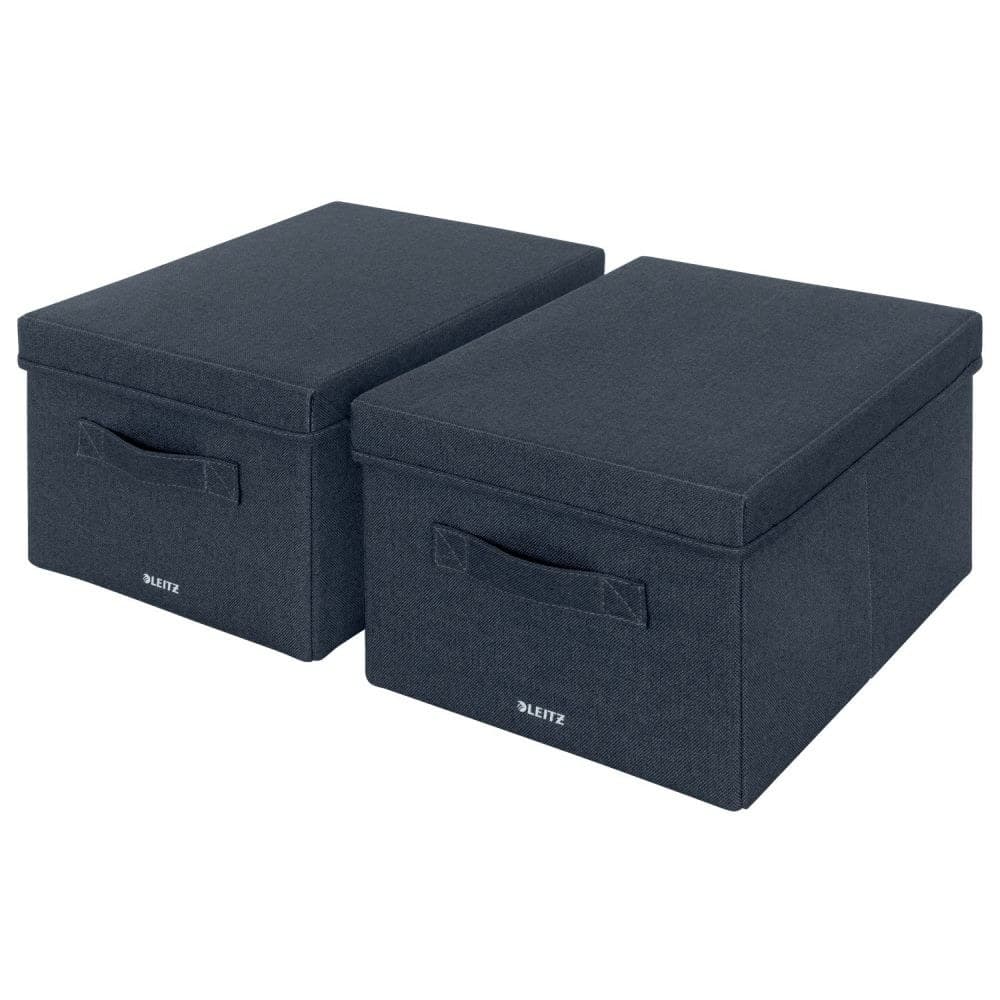 Leitz 61440089 Fabric Medium Storage Box with Lid Pack of 2 Velvet Grey - Image 1