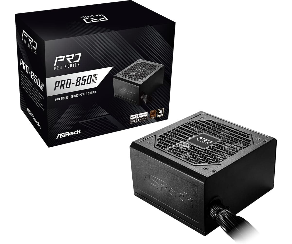 ASRock PRO-850B 850W 80 PLUS Bronze ATX 3.1 PCIe 5.1 PSU - Black