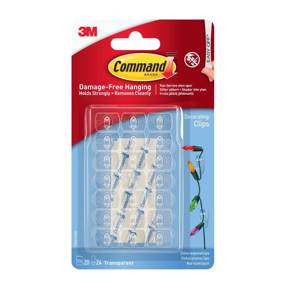 Command Decorating Clip Clear 20 Clips+24 Strips - Image 1