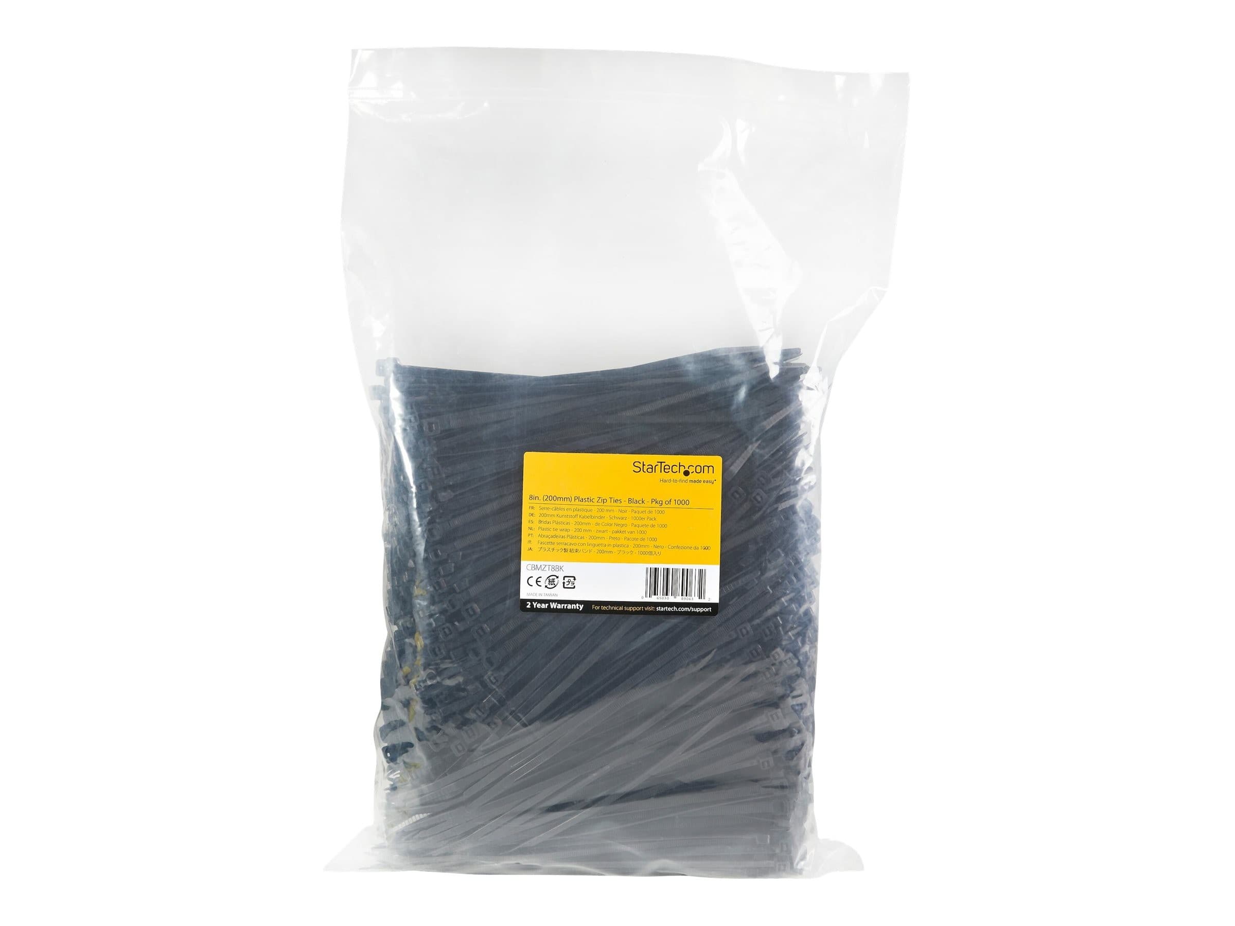 StarTech CBMZT8BK Cable Ties Black 1000 Pack