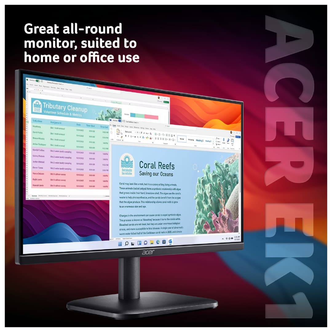 Acer EK221QJ0 21.5" Full HD 120Hz 1ms VGA HDMI Ergonomic Stand ZeroFrame Design Monitor with Speakers - Image 2