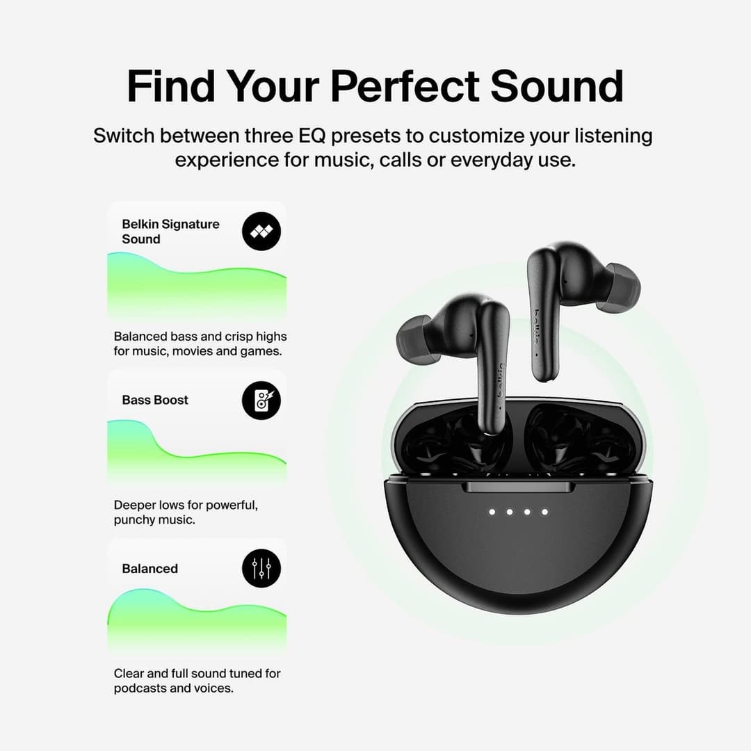 Belkin SoundForm Rhythm ANC True Wireless Earbuds - Black - Image 8