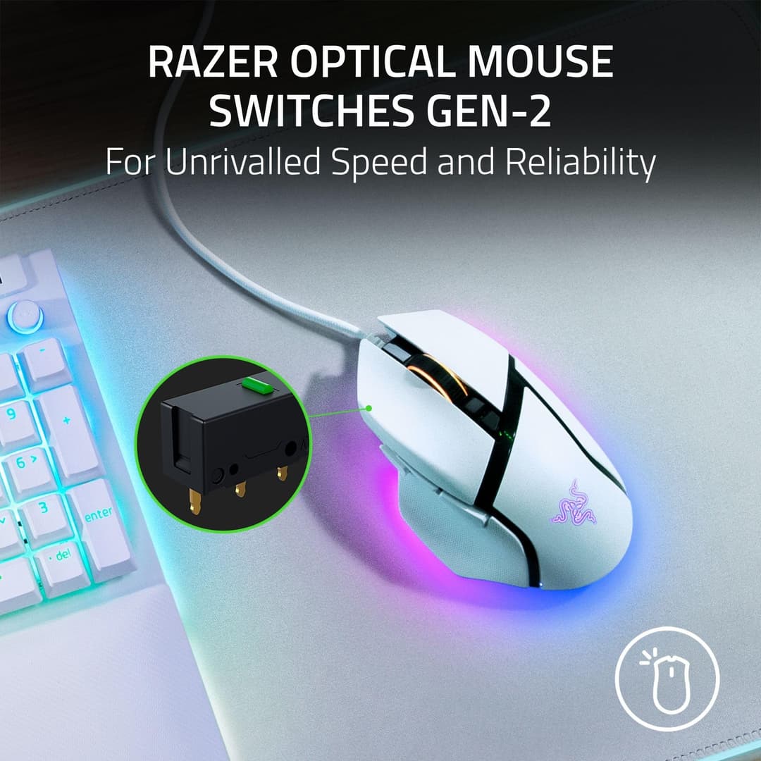 Razer Basilisk V3 Wired Gaming Mouse - White - Image 6