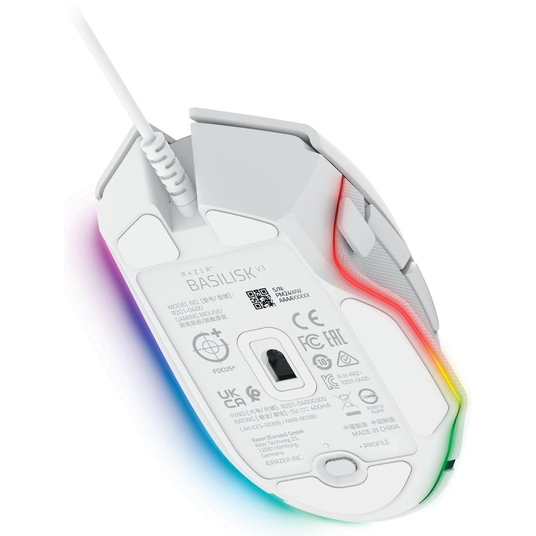 Razer Basilisk V3 Wired Gaming Mouse - White - Image 8