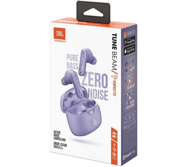 JBL Tune Beam Wireless Bluetooth Noise-Cancelling Earbuds - Purple - Image 9