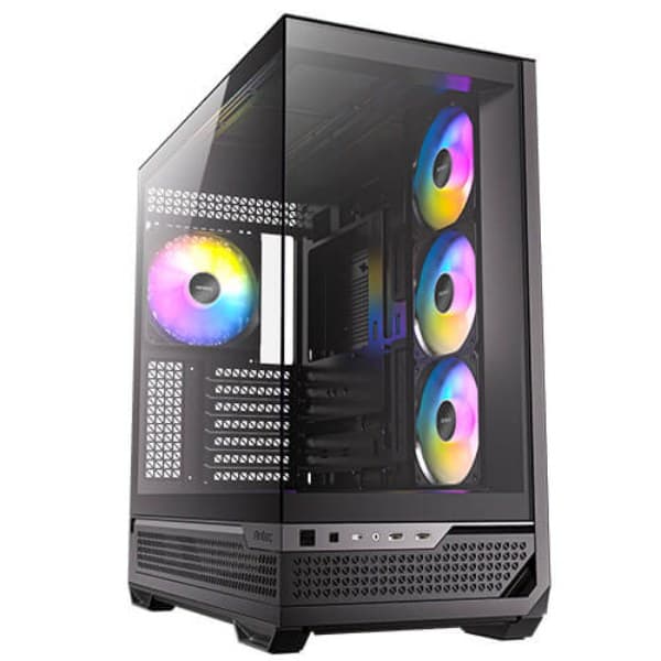 C7 ARGB Seamless Tempered Glass Front & Side Panel Mid-Tower E-ATX PC Case, Black