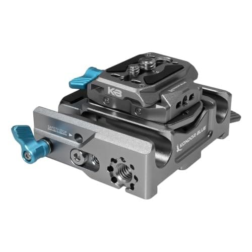 KONDOR BLUE | 501 Adjustable Baseplate for 15mm Rod Rigs | Arca Swiss QR Quick Release Plate, 85mm Matte Box Spacing, Anti-Twist Rail Clamps, Camera Cage Riser Mount | Gray - Image 2