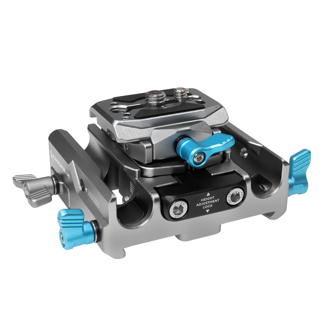 KONDOR BLUE | 501 Adjustable Baseplate for 15mm Rod Rigs | Arca Swiss QR Quick Release Plate, 85mm Matte Box Spacing, Anti-Twist Rail Clamps, Camera Cage Riser Mount | Gray - Image 4