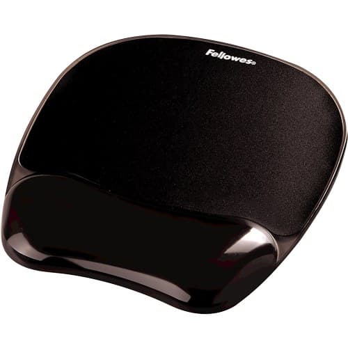 Fellowes Mouse Mat Wrist Support - Crystals Gel Mouse Pad with Non Slip Rubber Base - Ergonomic Mouse Mat for Computer, Laptop, Home Office Use - Compatible with Laser and Optical Mice - Black - Image 1