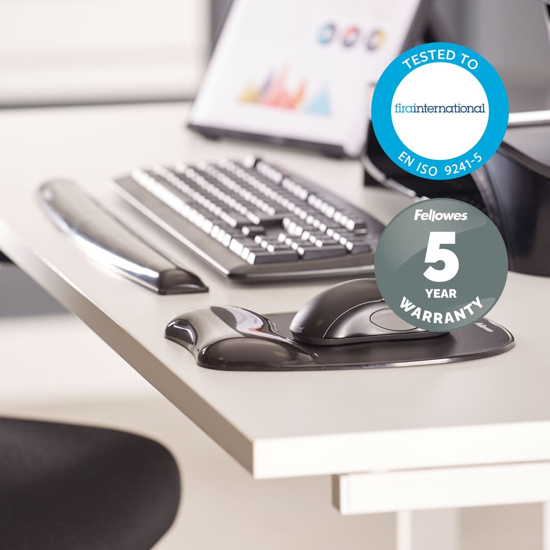 Fellowes Mouse Mat Wrist Support - Crystals Gel Mouse Pad with Non Slip Rubber Base - Ergonomic Mouse Mat for Computer, Laptop, Home Office Use - Compatible with Laser and Optical Mice - Black - Image 4