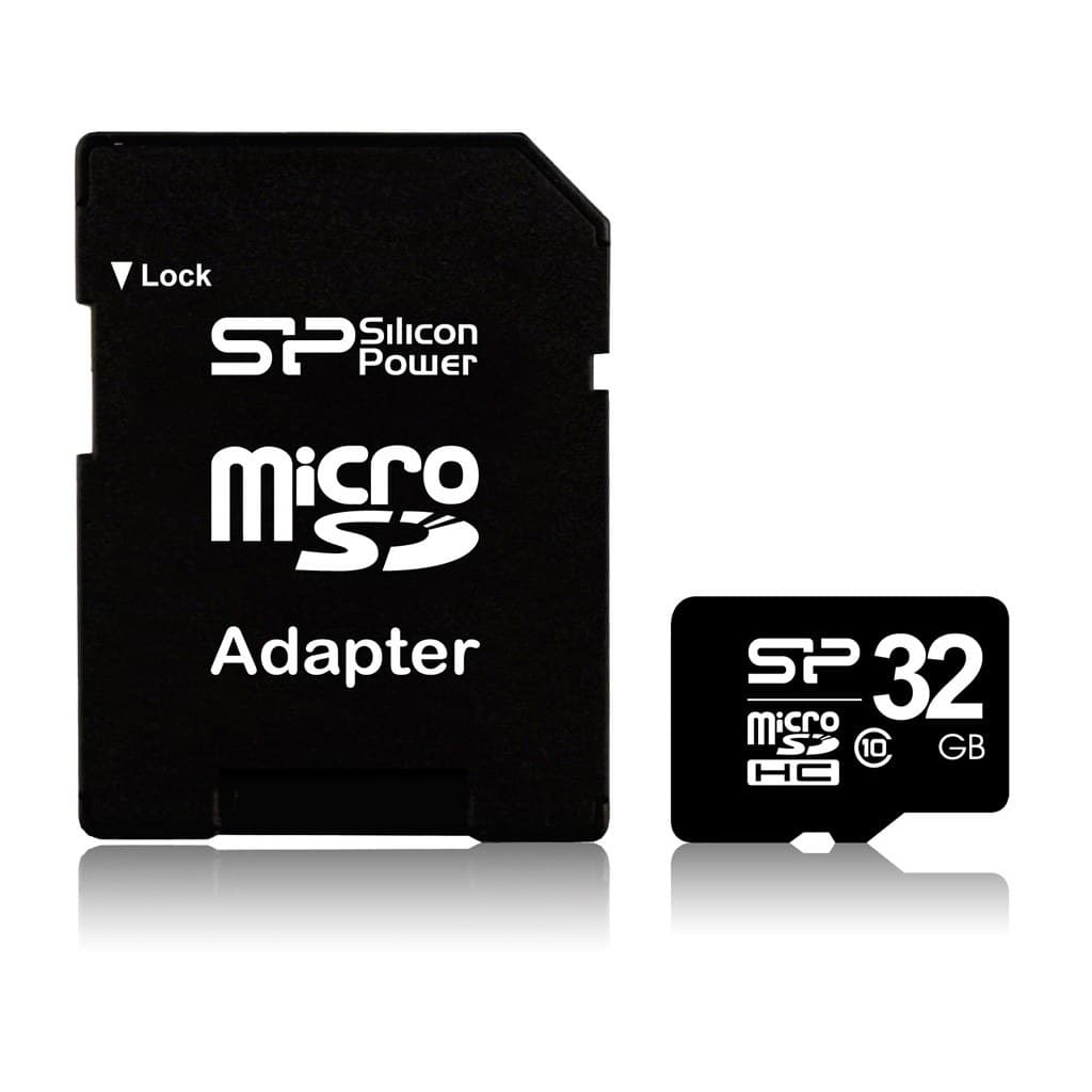 32GB Silicon Power microSD Memory Card SDHC Class 10 w/ SD adapter (SP032GBSTH010V10SP) 40MB/sec - Image 1