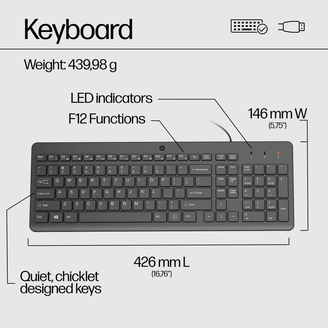 HP 150 Wired Mouse and Keyboard - Image 5