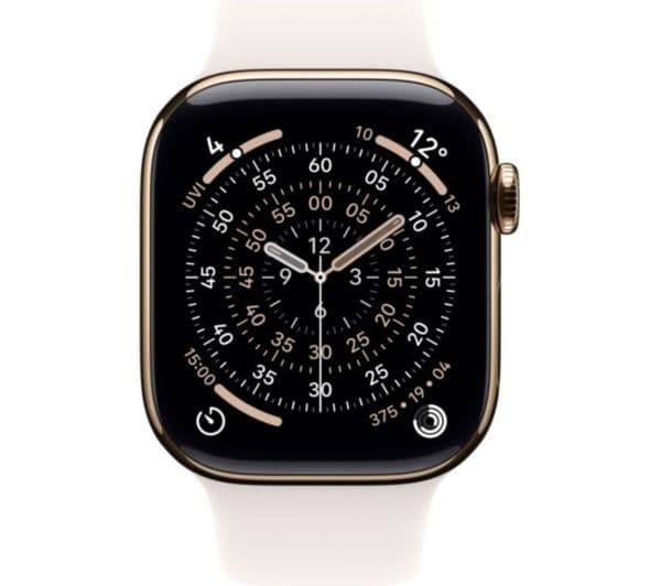 Apple Watch Series 11 GPS + Cellular 46mm Gold Titanium Case with Light Blush Sport Band - S/M - Image 2