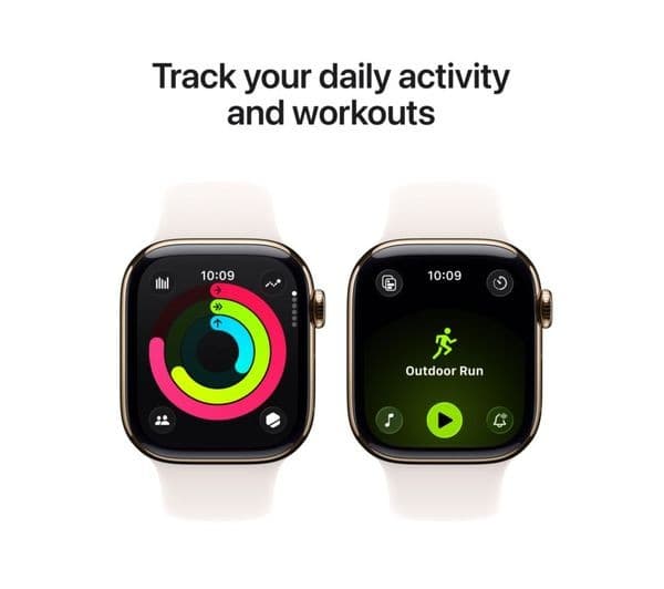 Apple Watch Series 11 GPS + Cellular 46mm Gold Titanium Case with Light Blush Sport Band - S/M - Image 4
