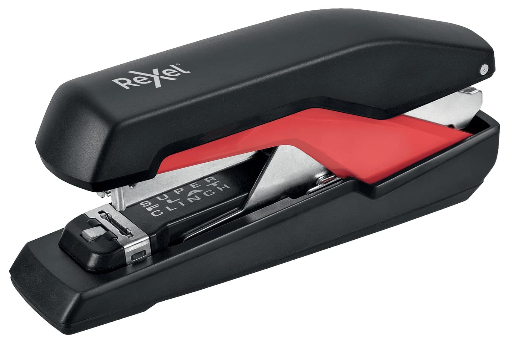 Rexel Supreme Omnipress S060 Flat Clinch Full Strip Stapler 60 Sheet Capacity Black, Red