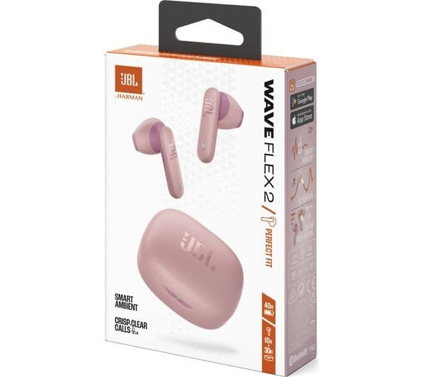 JBL Wave Flex 2 Wireless Bluetooth Earbuds - Pink - Image 3