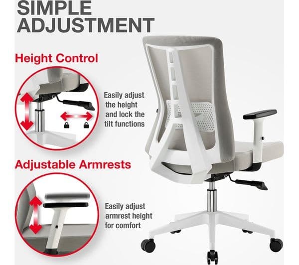 TTAP Oxford Mesh Tilting Executive Chair - Grey - Image 2