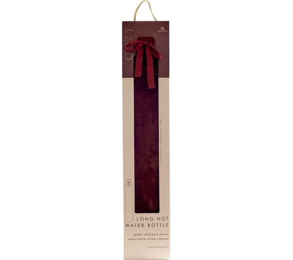 AROMA HOME Faux Fur Long Hot Water Bottle - Burgundy - Image 2