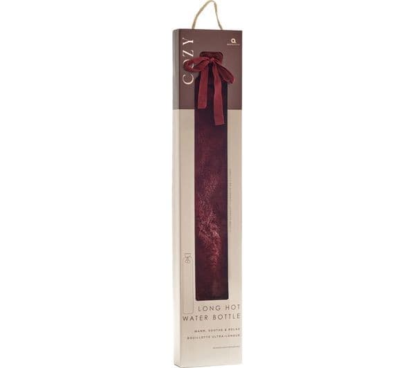 AROMA HOME Faux Fur Long Hot Water Bottle - Burgundy - Image 3