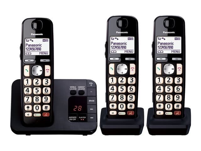 PANASONIC KX-TGE823EB Cordless Phone - Triple Handsets, Black - Image 2