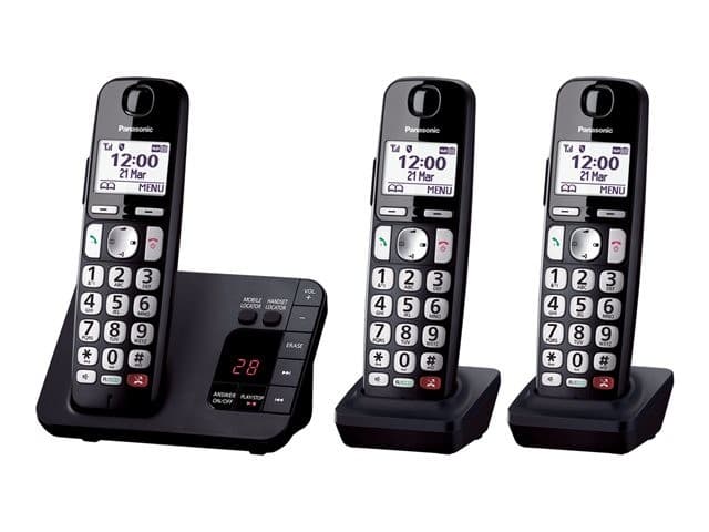 PANASONIC KX-TGE823EB Cordless Phone - Triple Handsets, Black - Image 3