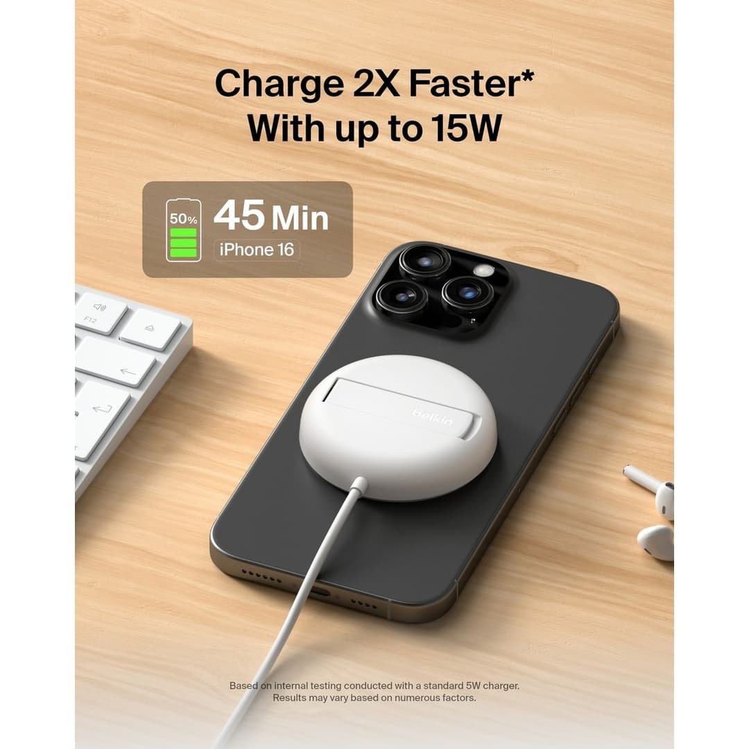 Belkin 15W Qi2 MagSafe Wireless Charger - White - Image 5