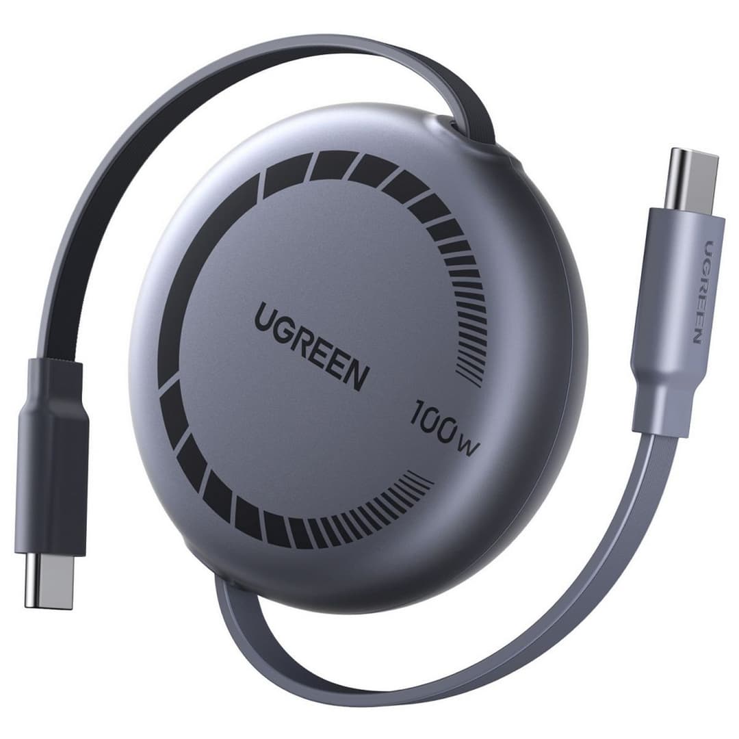 UGREEN Nexode 100W Retractable USB-C Cable 1m - Grey - Image 1