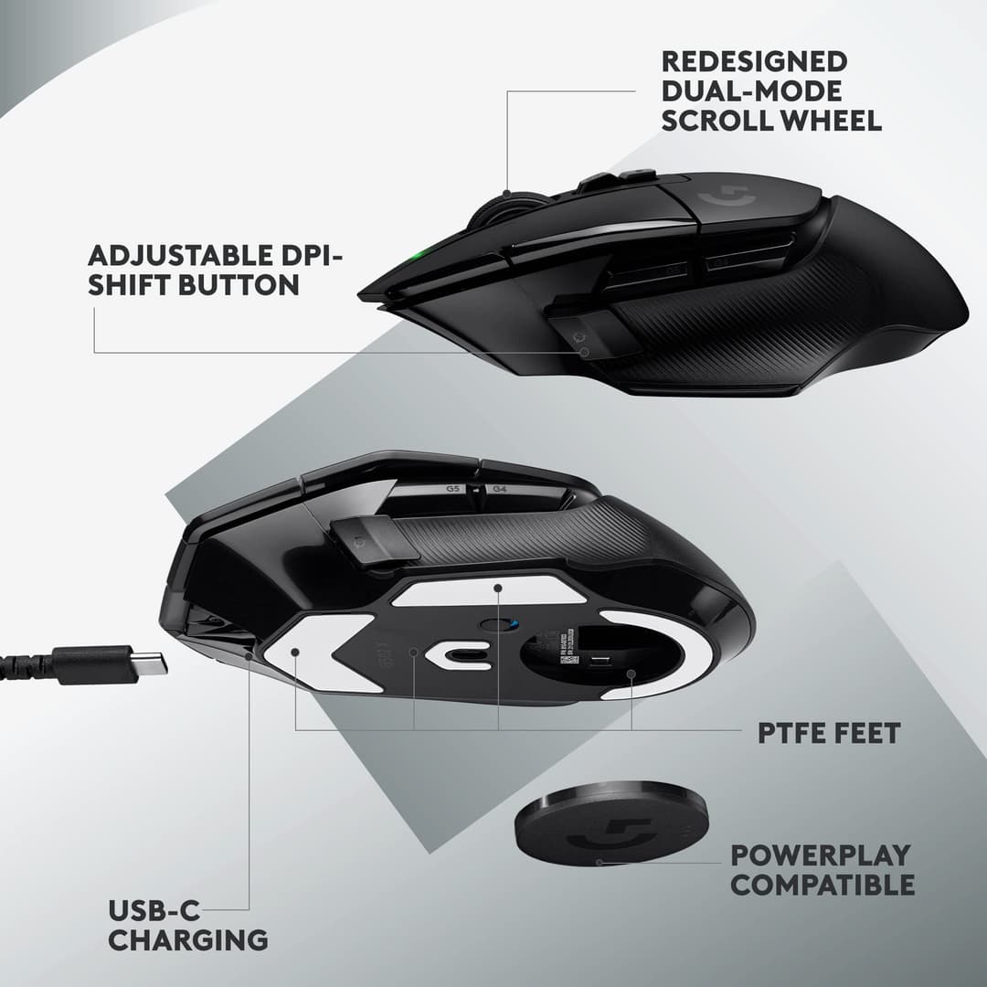 Logitech G G502 X LIGHTSPEED Wireless Gaming Mouse - Black - Image 5