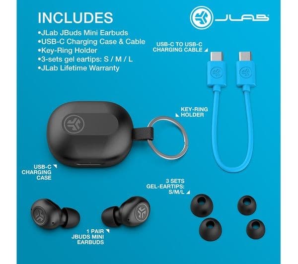 JLab JBuds Mini True Wireless Bluetooth Earbuds - Black - Image 3