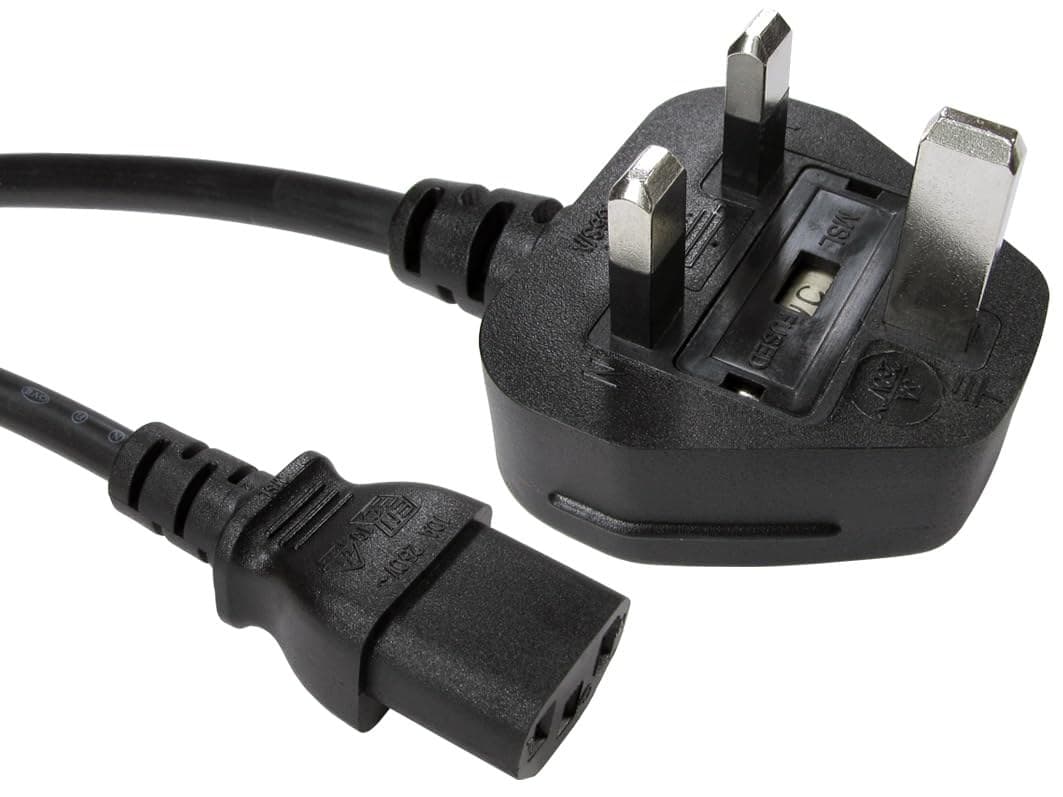 0.5m UK Plug to C13 Mains Lead - Black - Image 1