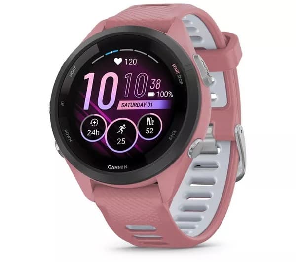 Garmin Forerunner 265S 42mm GPS Sports Smartwatch - Pink & Grey - Image 1