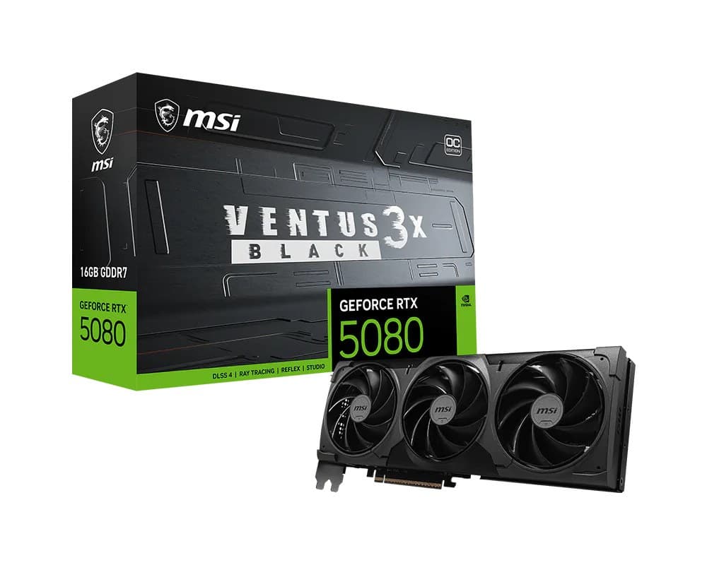 MSI VENTUS GEFORCE RTX 5080 16G 3X OC BLACK graphics card NVIDIA 16 GB GDDR7 - Image 1