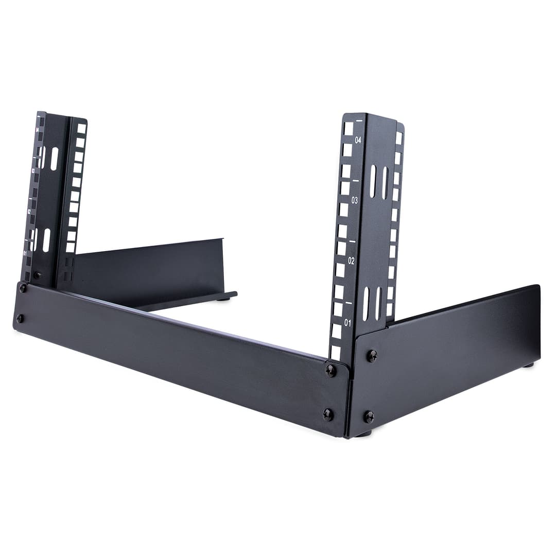 StarTech.com 2-Post 4U Desktop Server Rack, Small Open Frame 19in Computer Rack, Compact Network Rack for AV / Studio / Data / IT Equipment - Free Standing Two-Post Home/Office Rack - Image 1